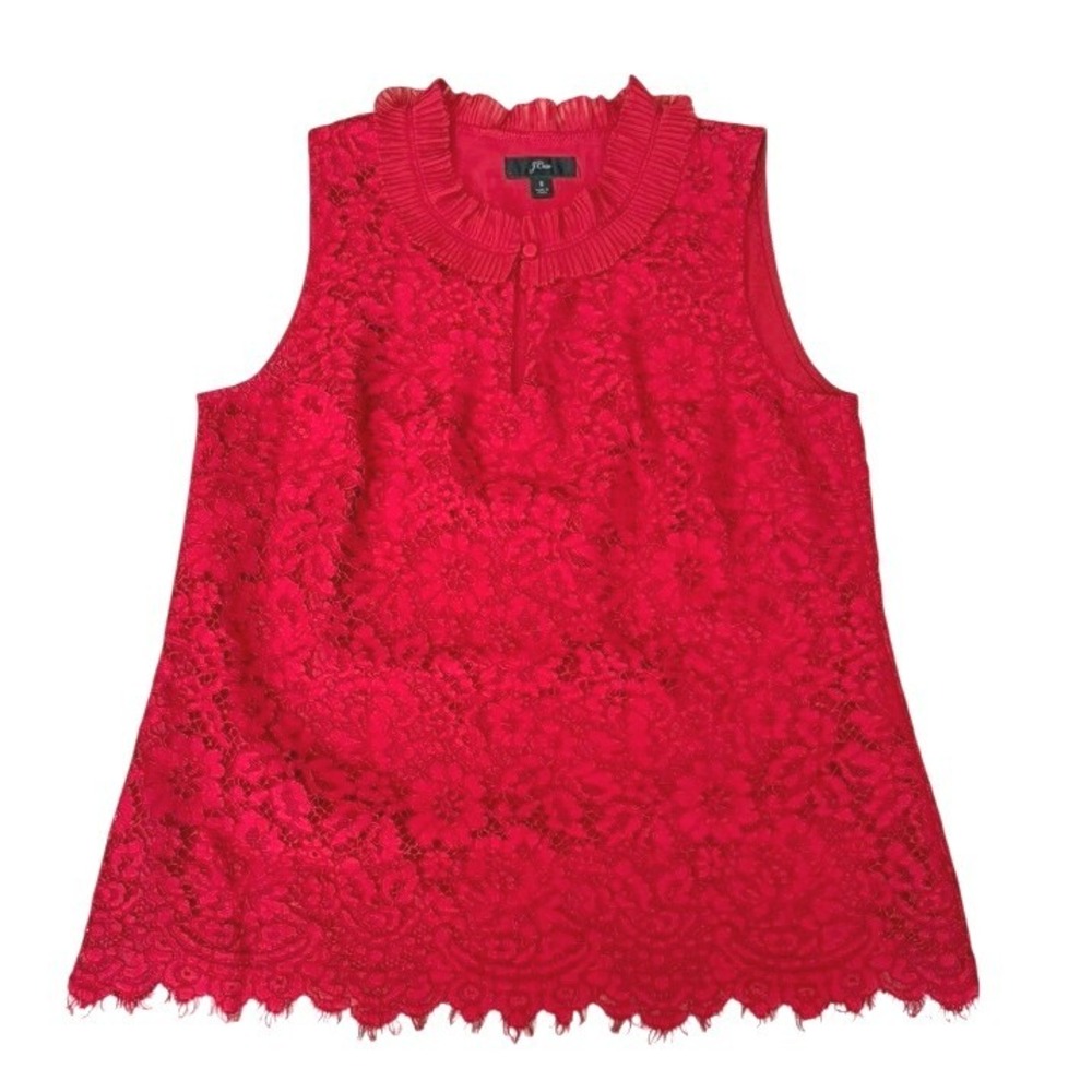Romantic & Feminine‎ Lace J.Crew Sleeveless Red Blouse Size Small